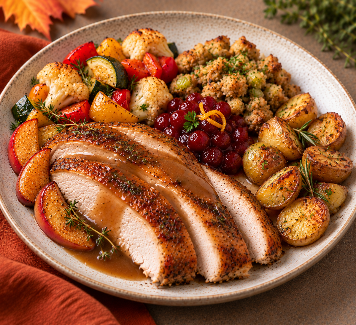 Roasted Apple-spice Turkey Dinner for 1