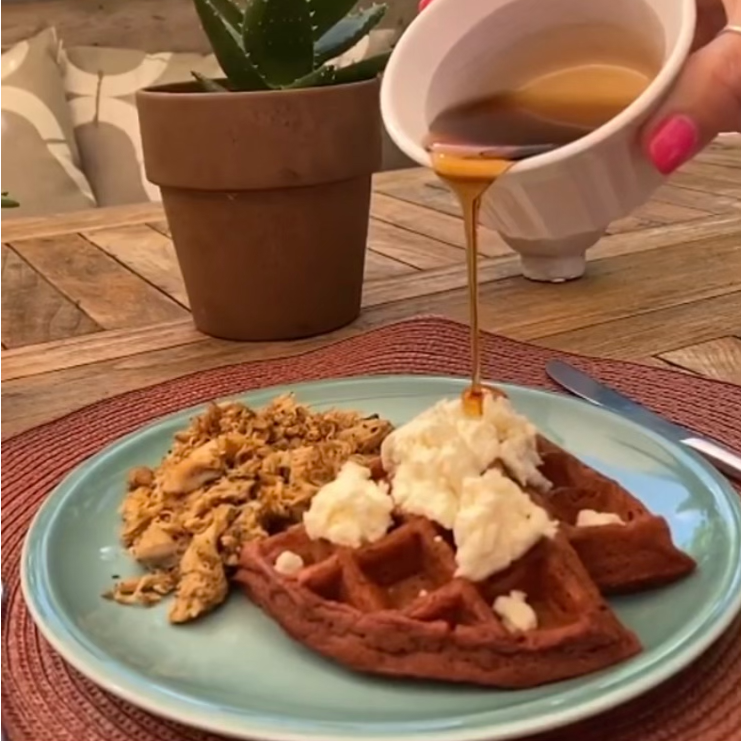 Baccanalle Signature Jerk Chicken (optional) & Red Velvet Waffle